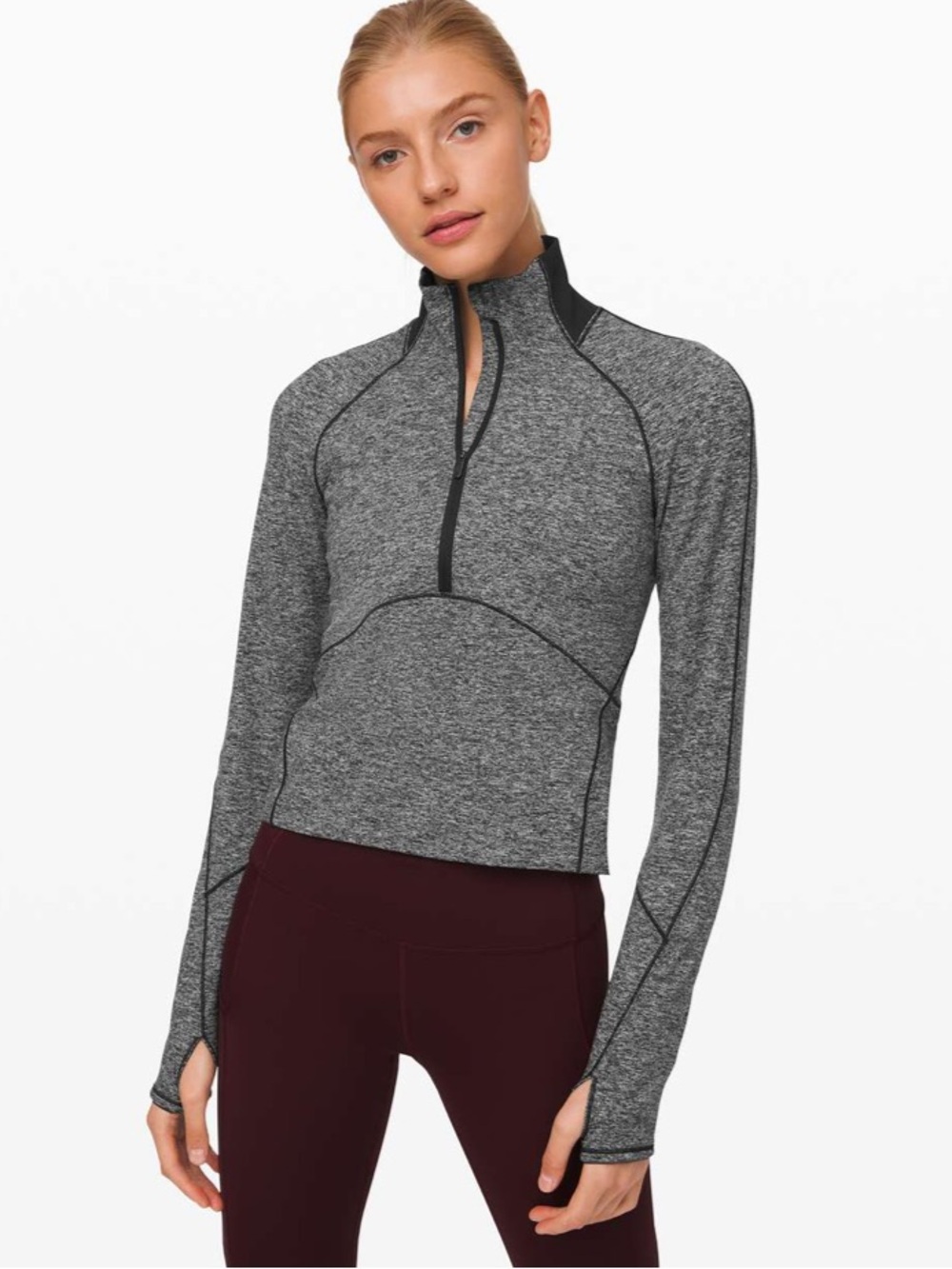 Lululemon Always Alert 1/2 Zip Heathered Black size 6